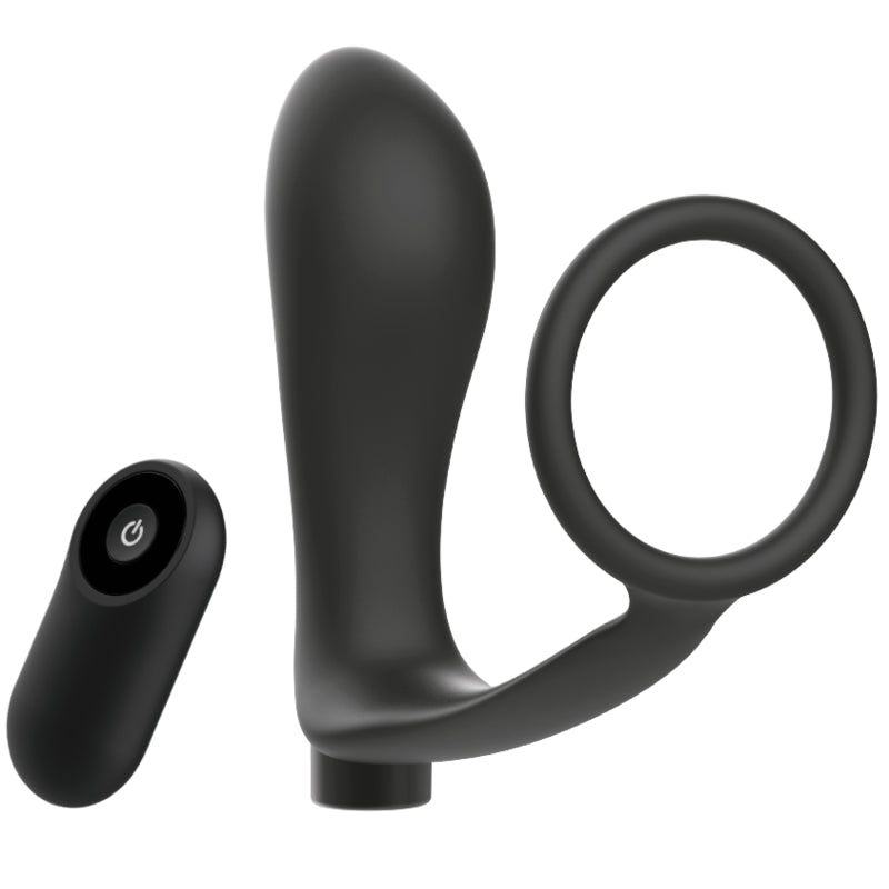 ADDICTED TOYS - Anello Per Pene con Telecomando Plug Anale Ricaricabile Nero