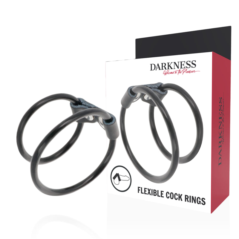Anello fallico DARKNESS LEATHER DOUBLE COCK RING