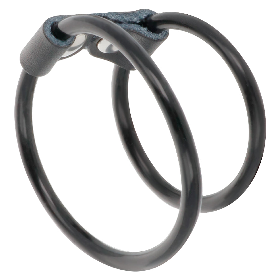 Anello fallico DARKNESS LEATHER DOUBLE COCK RING