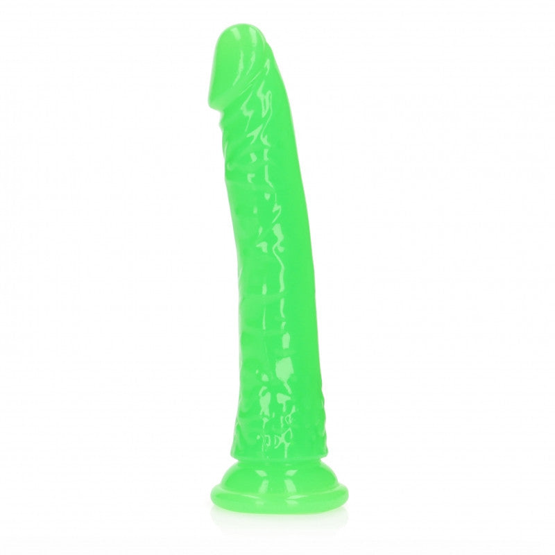 Fallo realistico con ventosa Slim Dildo Suction Cup GitD 20 cm Neon Green