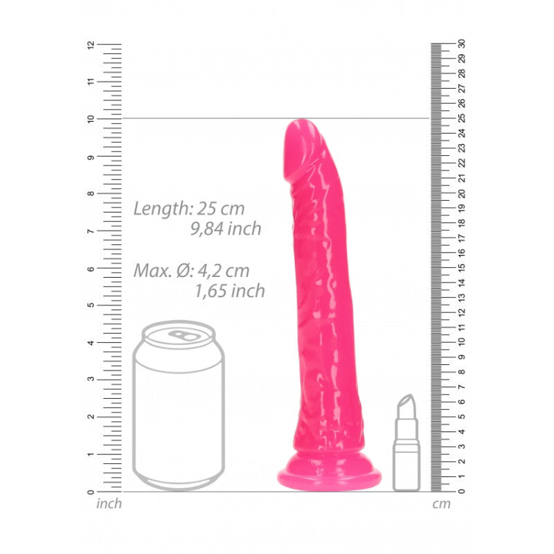 Fallo realistico vaginale anale Slim Dildo Suction Cup GitD 22,5 cm Neon Pink