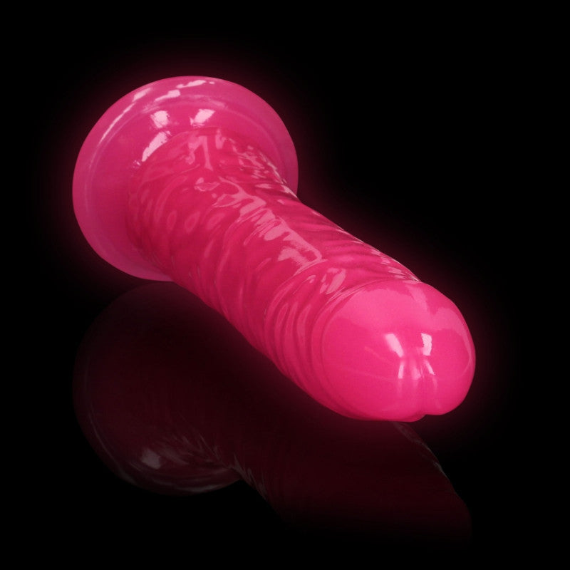 Fallo realistico vaginale anale Slim Dildo Suction Cup GitD 22,5 cm Neon Pink