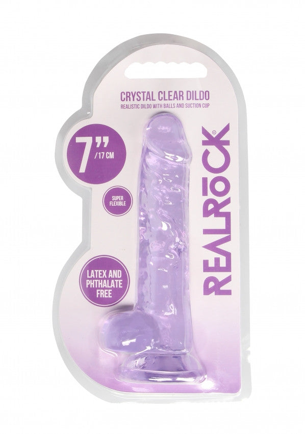 Pene finto con ventosa viola Realistic Dildo with Balls 17 cm