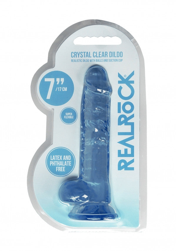 Pene finto con ventosa blu Realistic Dildo with Balls 17 cm
