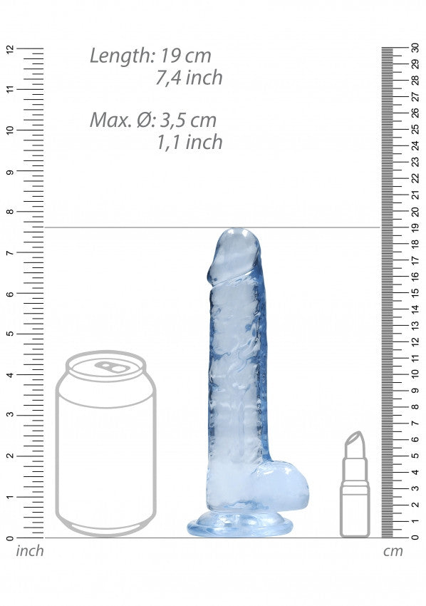 Pene finto con ventosa blu Realistic Dildo with Balls 17 cm