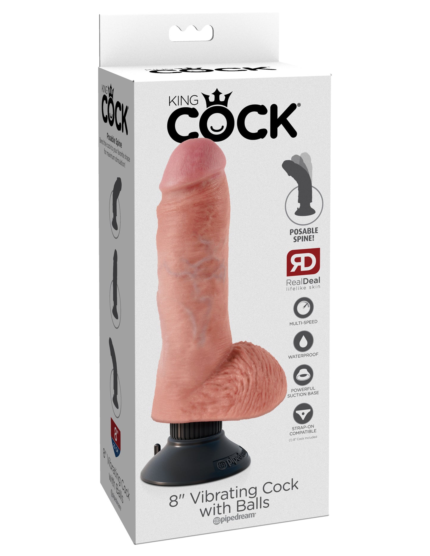 Vibratore realistico con ventosa e testicoli king cock 8 vibrating
