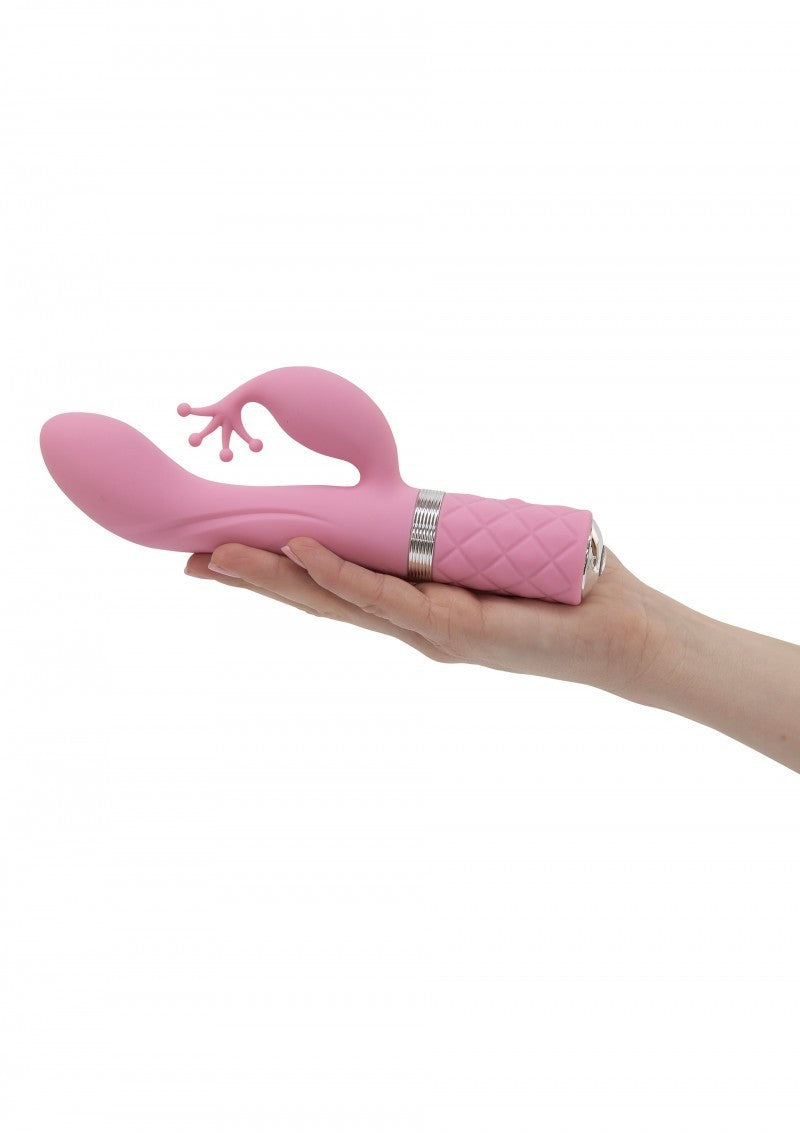 Vibratore vaginale rabbit doppio stimolatore clitoride in silicone dildo fallo vibrante pink