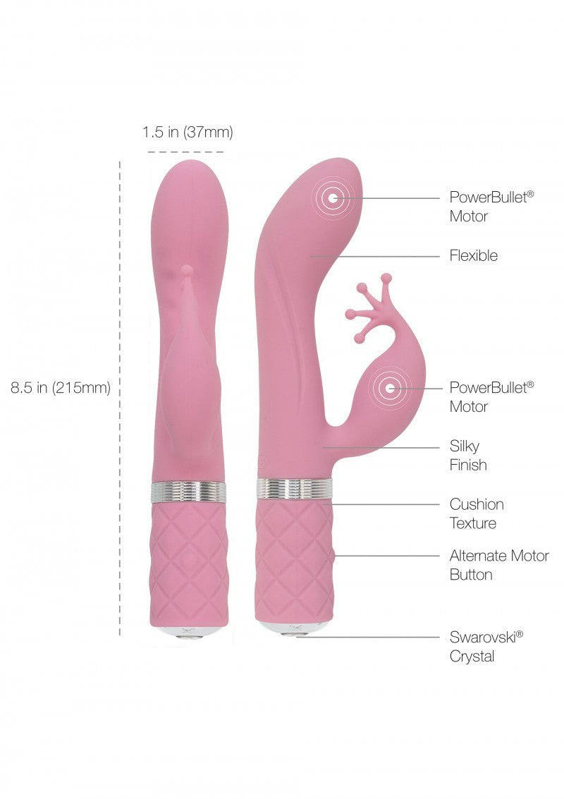Vibratore vaginale rabbit doppio stimolatore clitoride in silicone dildo fallo vibrante pink