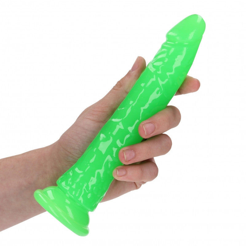 Fallo realistico con ventosa Slim Dildo Suction Cup GitD 20 cm Neon Green