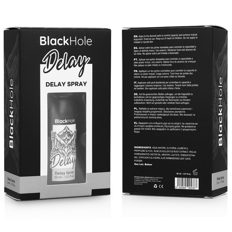 Lubrificante sparay ritardante a base d'acqua 30 ml Black Hole