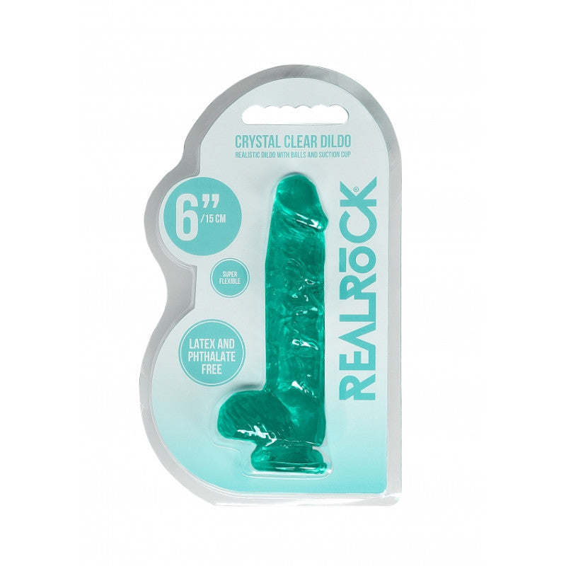 Pene finto turchese con ventosa Realistic Dildo with Balls 15 cm