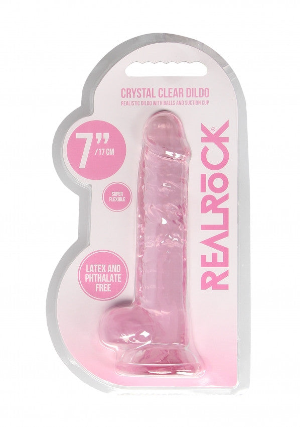 Pene finto con ventosa rosa Realistic Dildo with Balls 17 cm