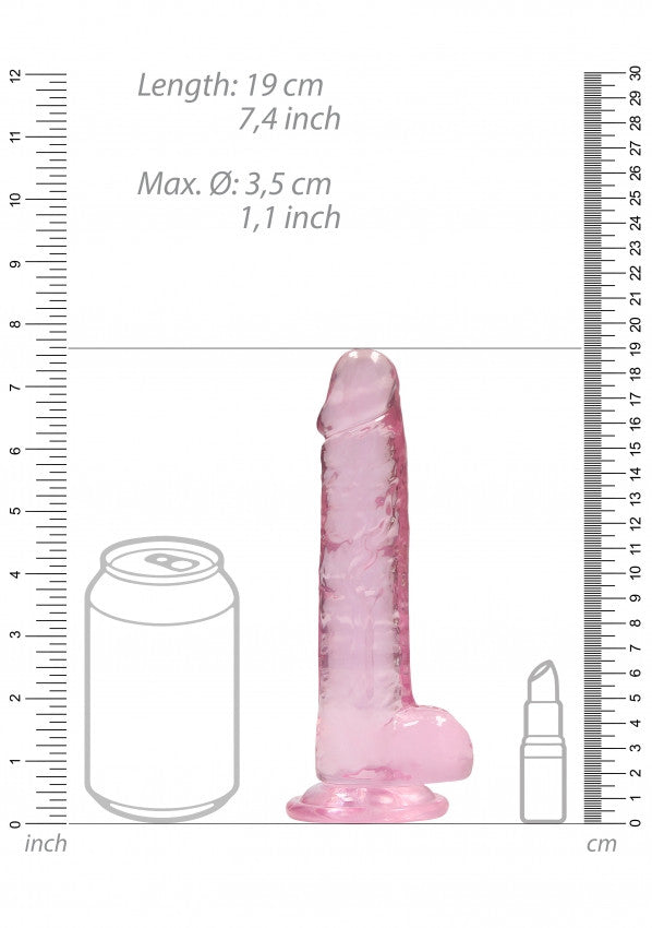 Pene finto con ventosa rosa Realistic Dildo with Balls 17 cm