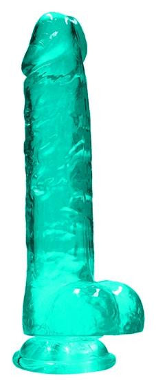 Pene finto turchese con ventosa Realistic Dildo with Balls 19 cm