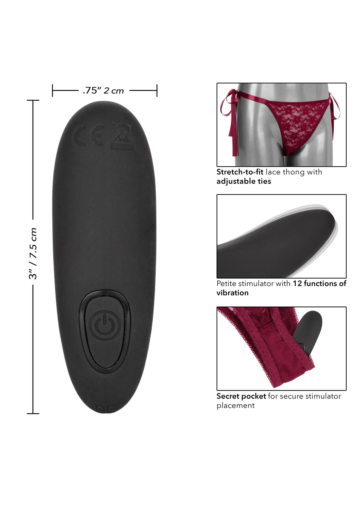 Perizoma in pizzo con vibratore Remote Control Lace Thong Set