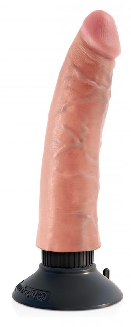 Vibratore Realistico King Cock vaginale con ventosa fallo vibrante dildo impermeabile flesh 7
