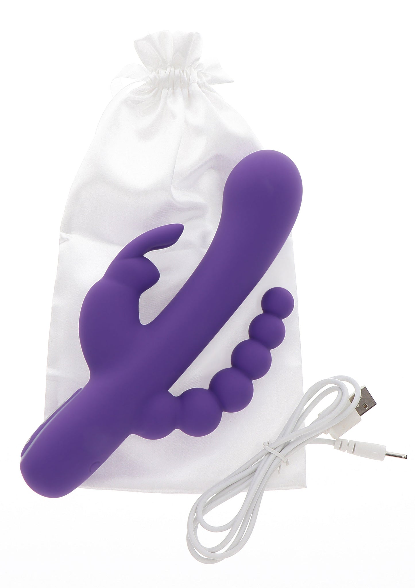 Vibratore triplo stimolatore vaginale anale clitoride in silicone